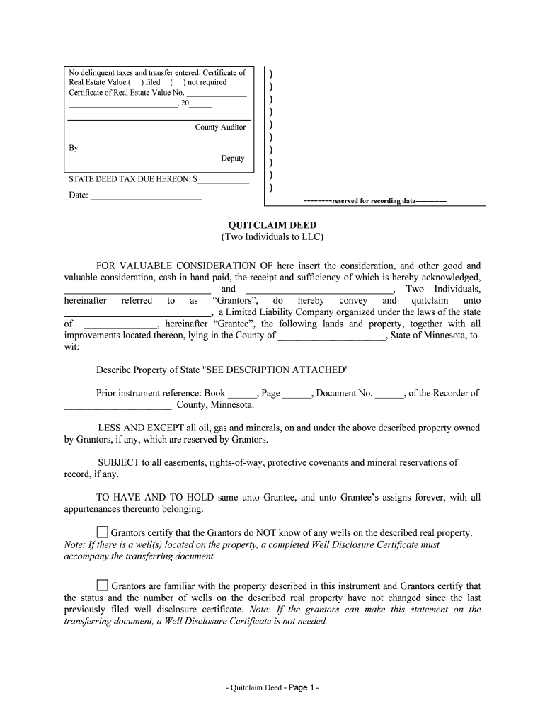 Improvements Located Thereon, Lying in the County of , State of Minnesota, Towit  Form