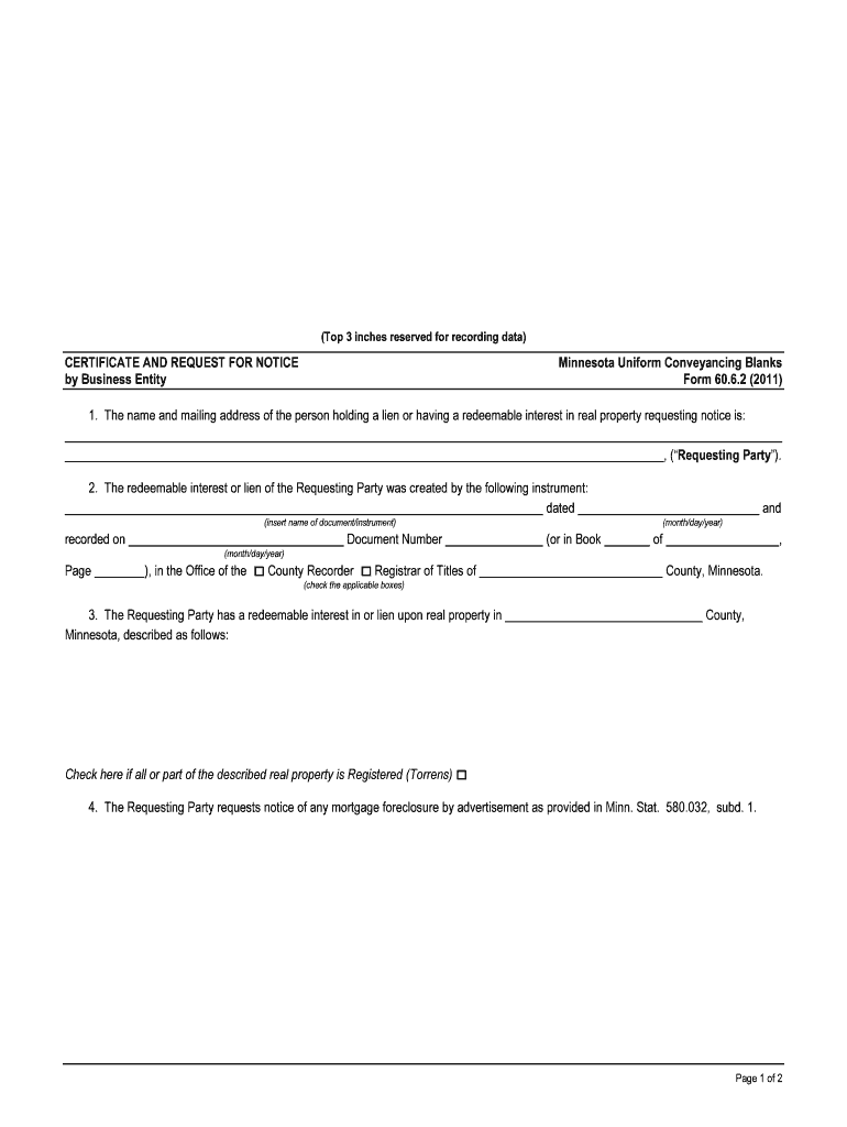 Fillable Online Mnbar CERTIFICATE and REQUEST for NOTICE  Form