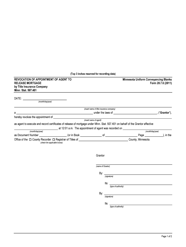 Revocation of Appointment of Agent to Release Mortgage by  Form