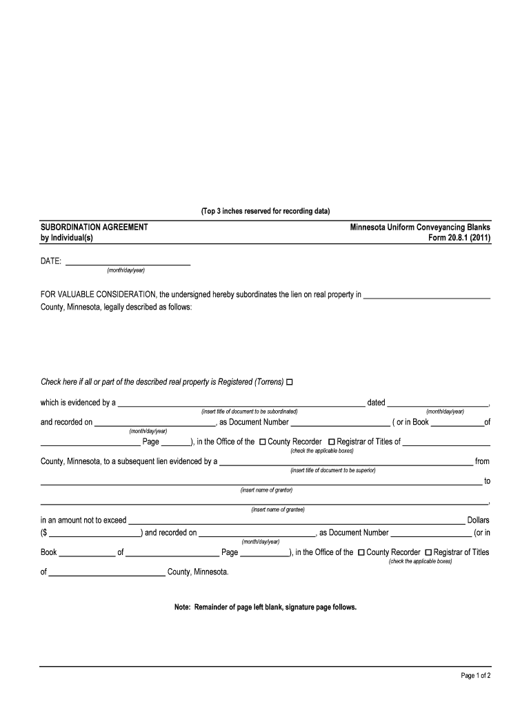 Minnesota Uniform Conveyancing Blanks Form 20 8 1
