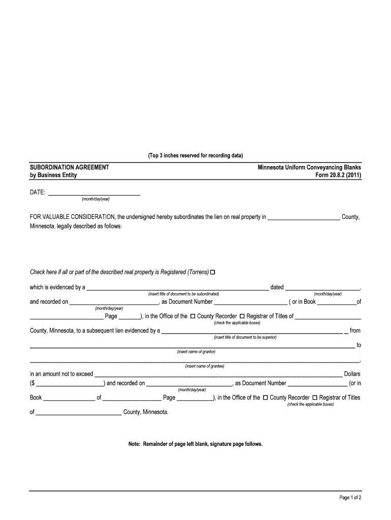 Minnesota, Legally Described as Follows  Form