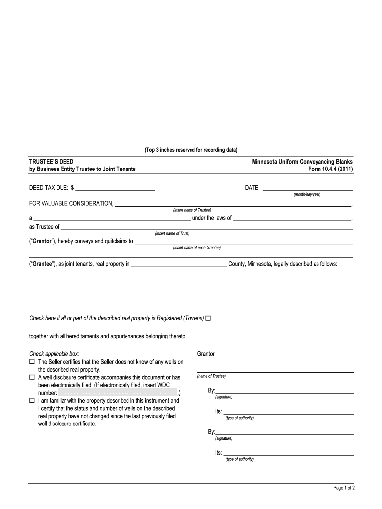 Warranty Deed Business Entity to Individuals 10 1 7  Form