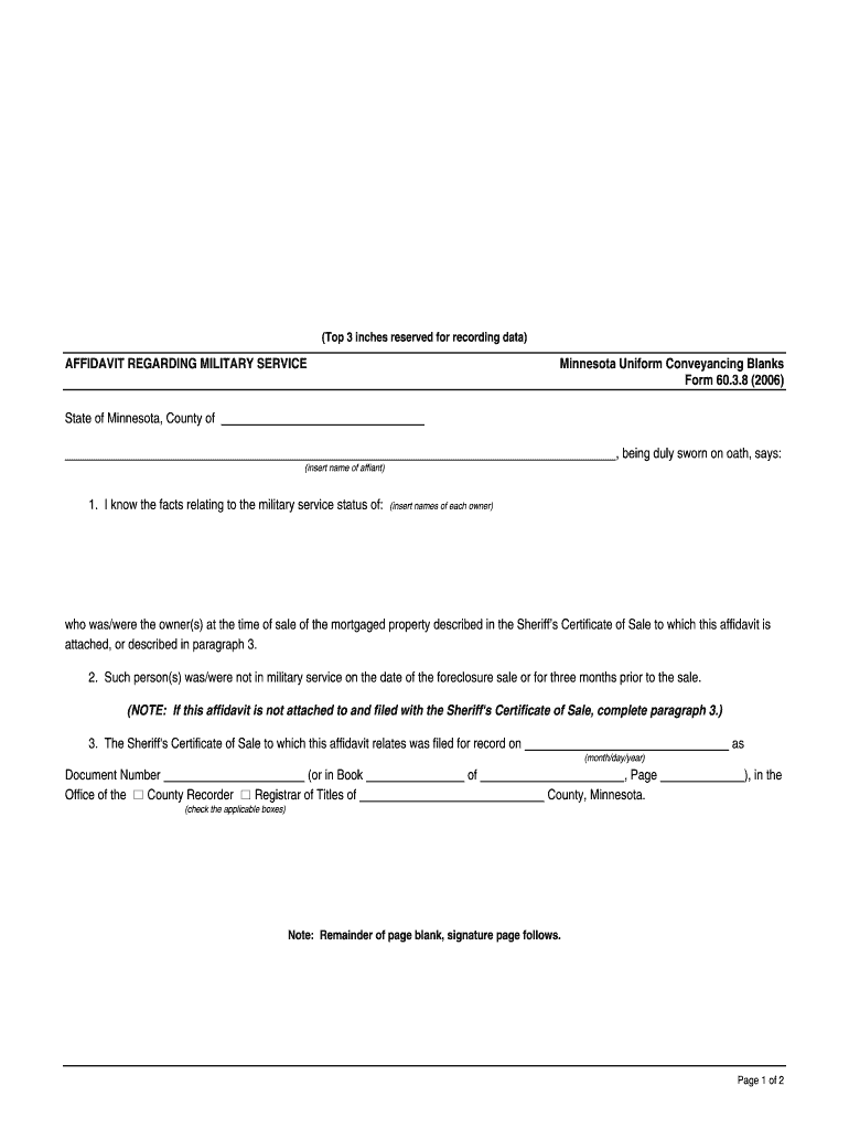 AFFIDAVIT REGARDING MILITARY SERVICE  Form