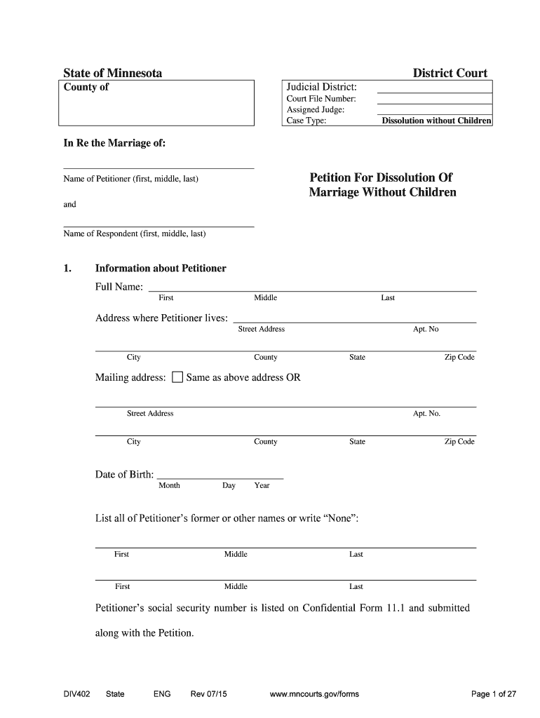 Form DIV 802 Download Printable PDF, Petition for