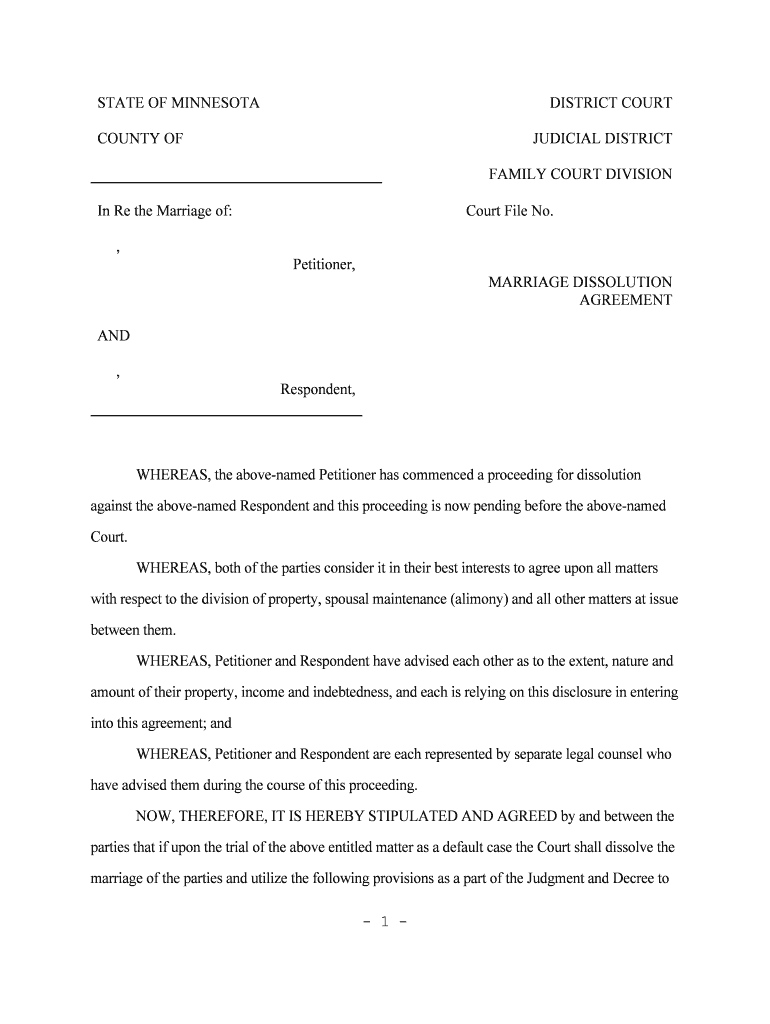 WHEREAS, the above Named Petitioner Has Commenced a Proceeding for Dissolution  Form