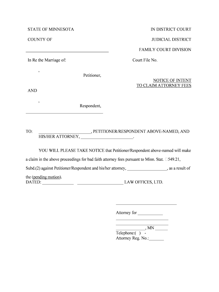 To CLAIM ATTORNEY FEES  Form