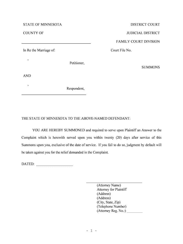 The STATE of MINNESOTA to the above NAMED DEFENDANT  Form
