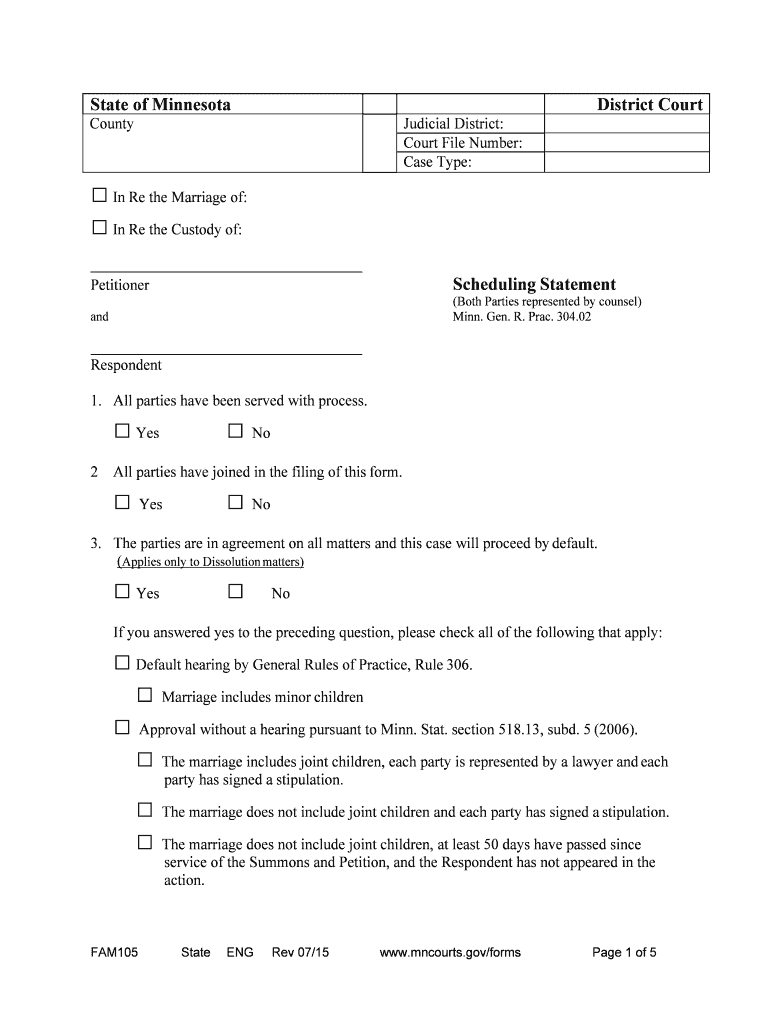Scheduling Statement  Form