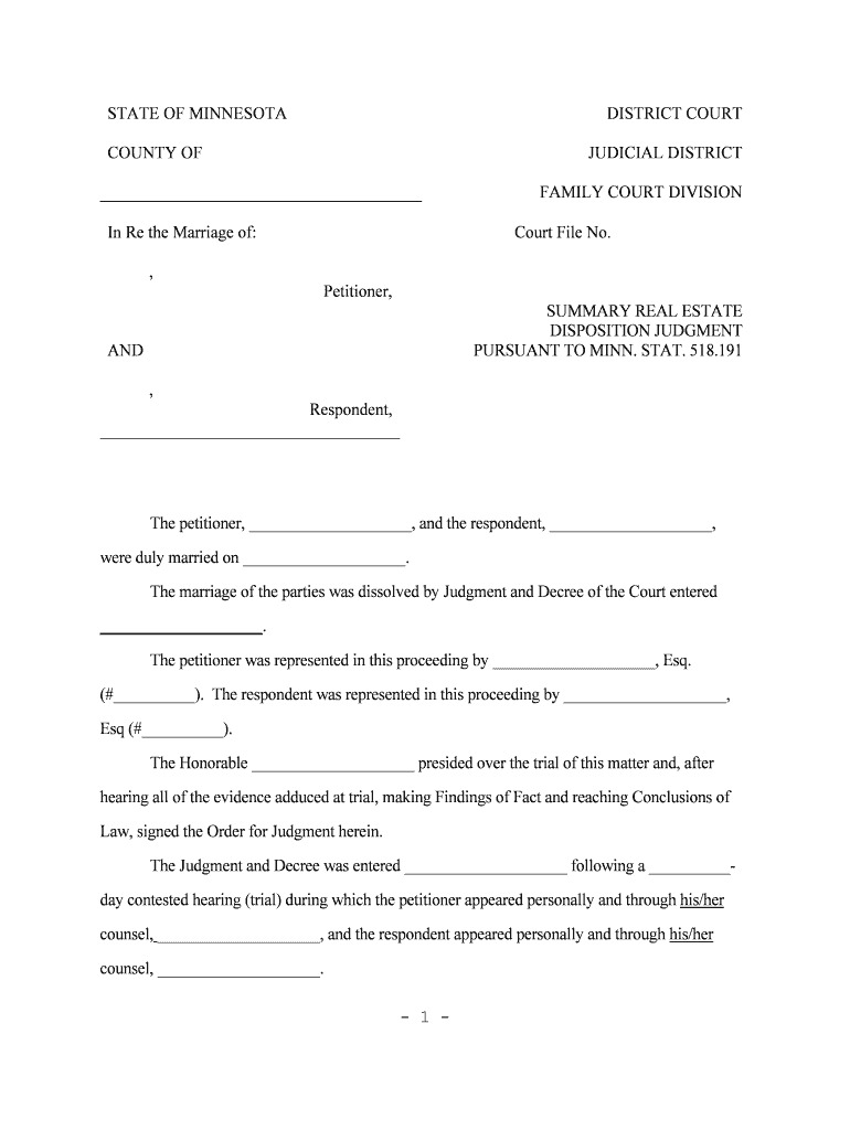 SUMMARY REAL ESTATE  Form