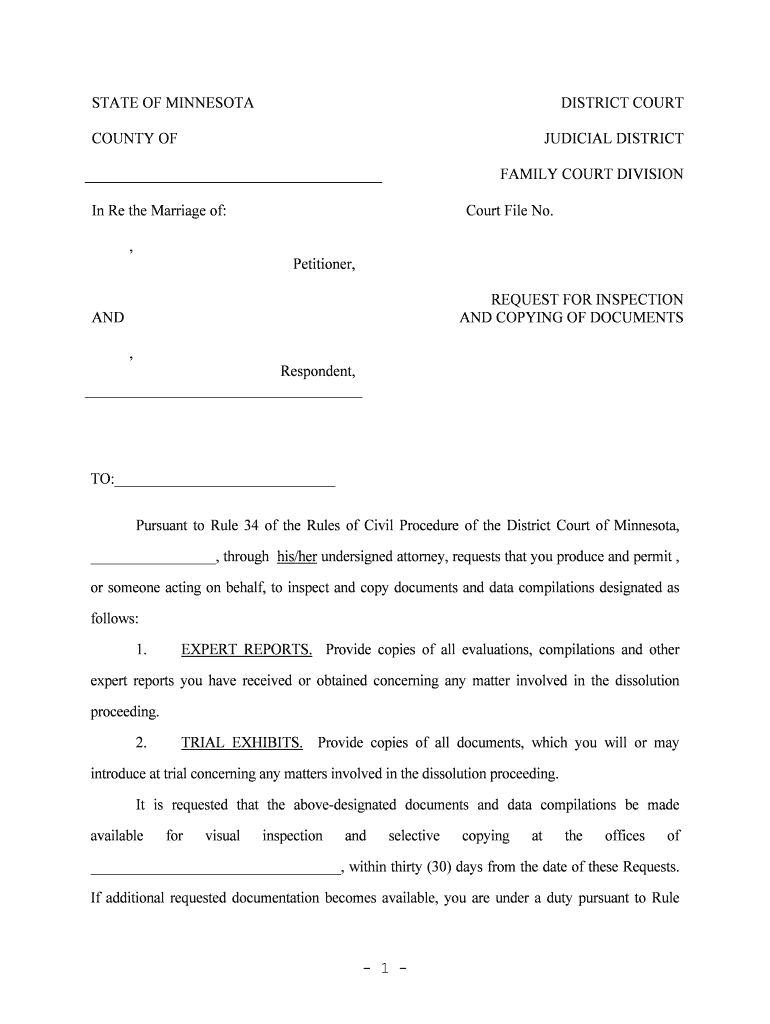 File in a District Trial Court Minnesota Judicial Branch  Form