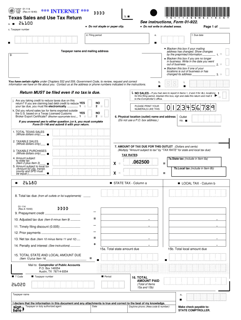 Texas State Tax Return Form