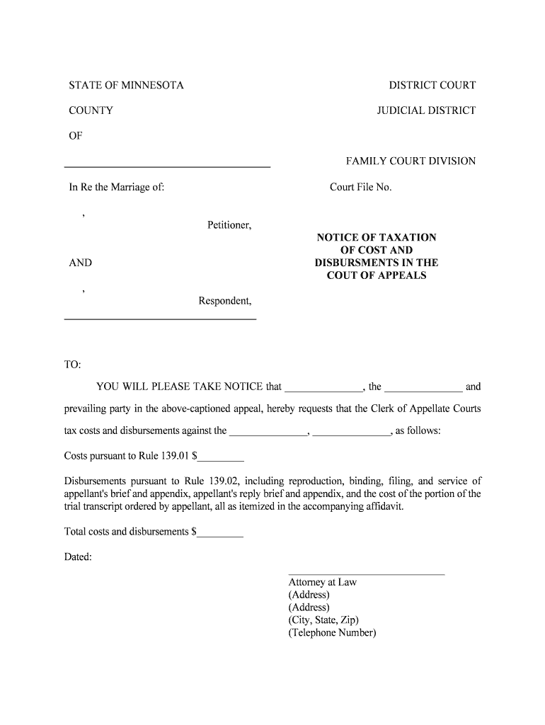 NOTICE of TAXATION  Form