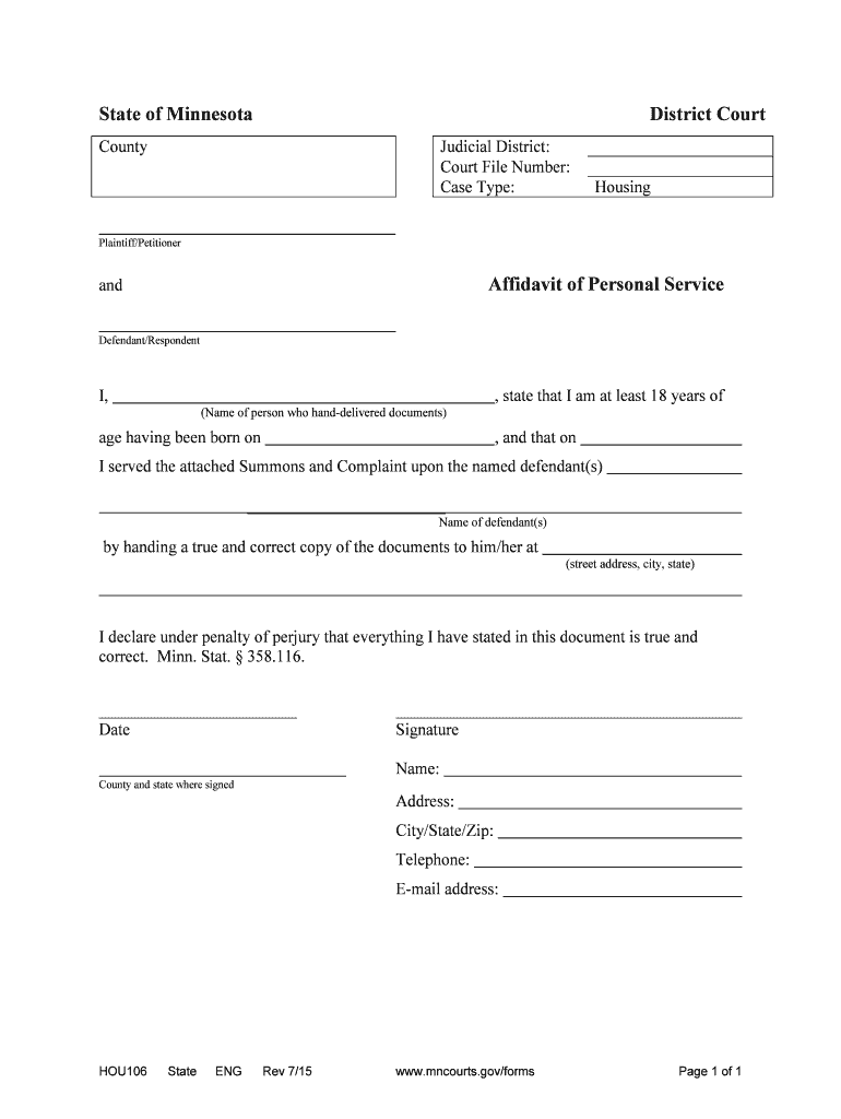 Affidavit of Service Maryland Courts  Form