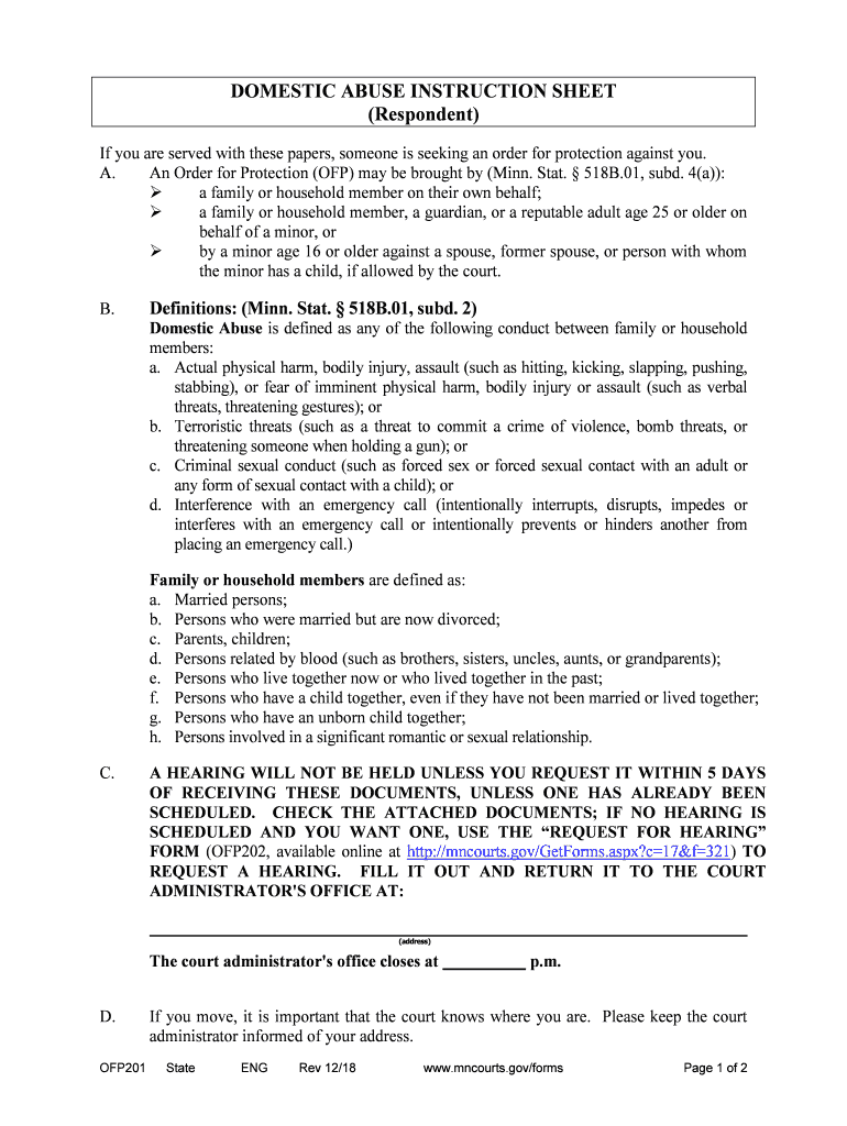 Orders for Protection and Harassment Restraining Orders  Form