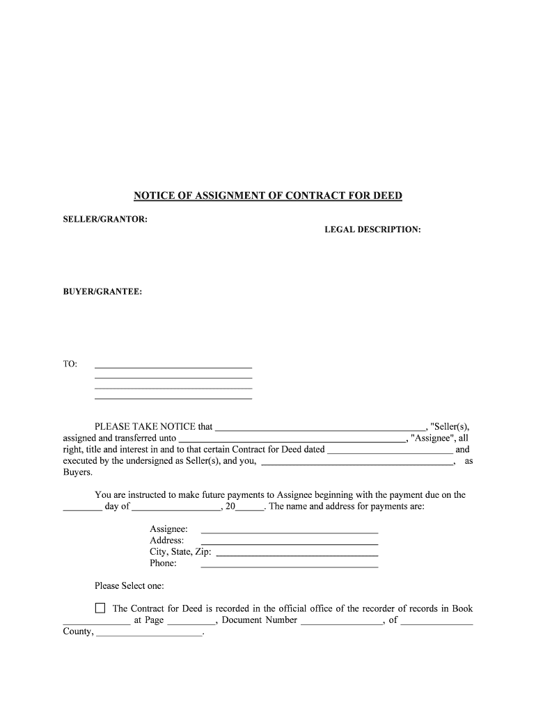 Get the Missouri Notice of Assignment of Contract for Deed  Form