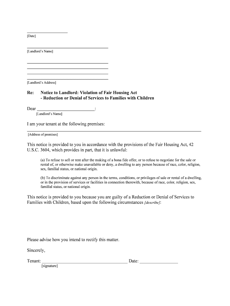 Familial Status, or National Origin  Form