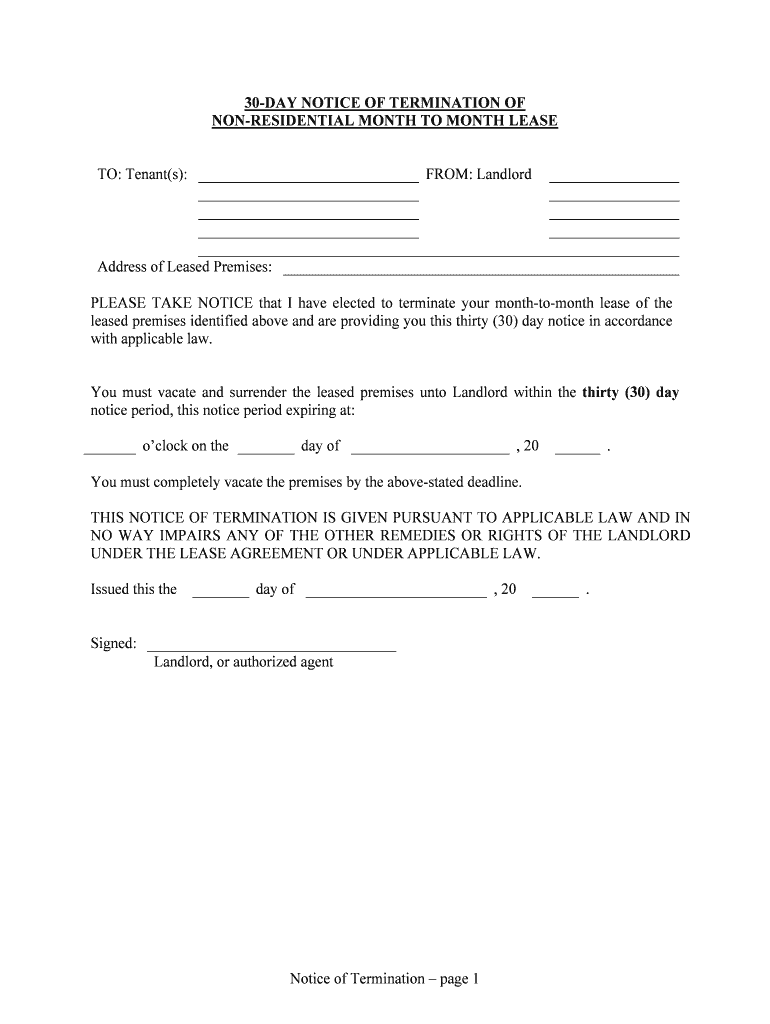 Notice of Termination Page 1  Form