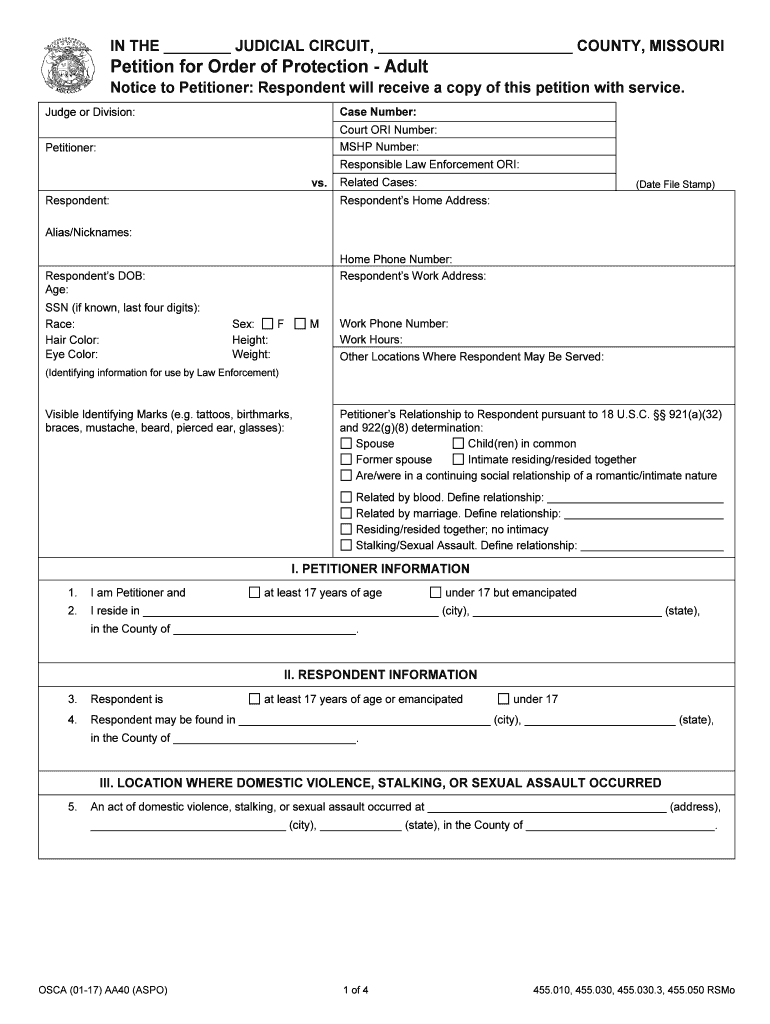 Notice to Petitioner Respondent Will Receive a Copy of This Petition with Service  Form