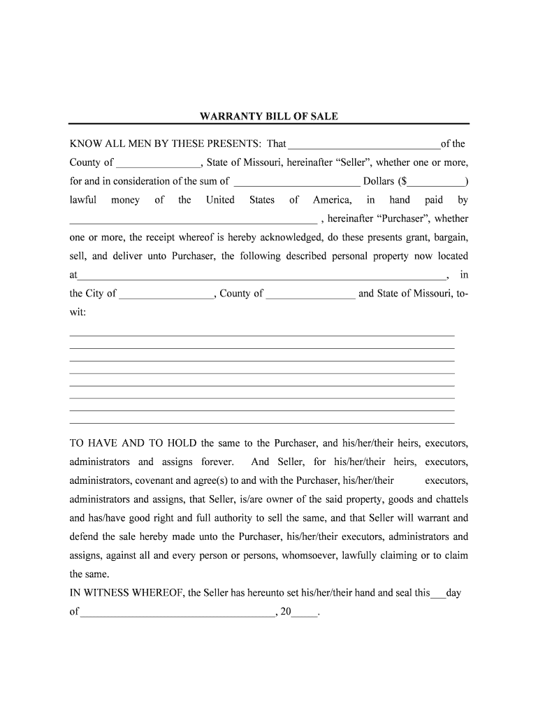 Notice of Sale Reporting Requirement Missouri Department  Form