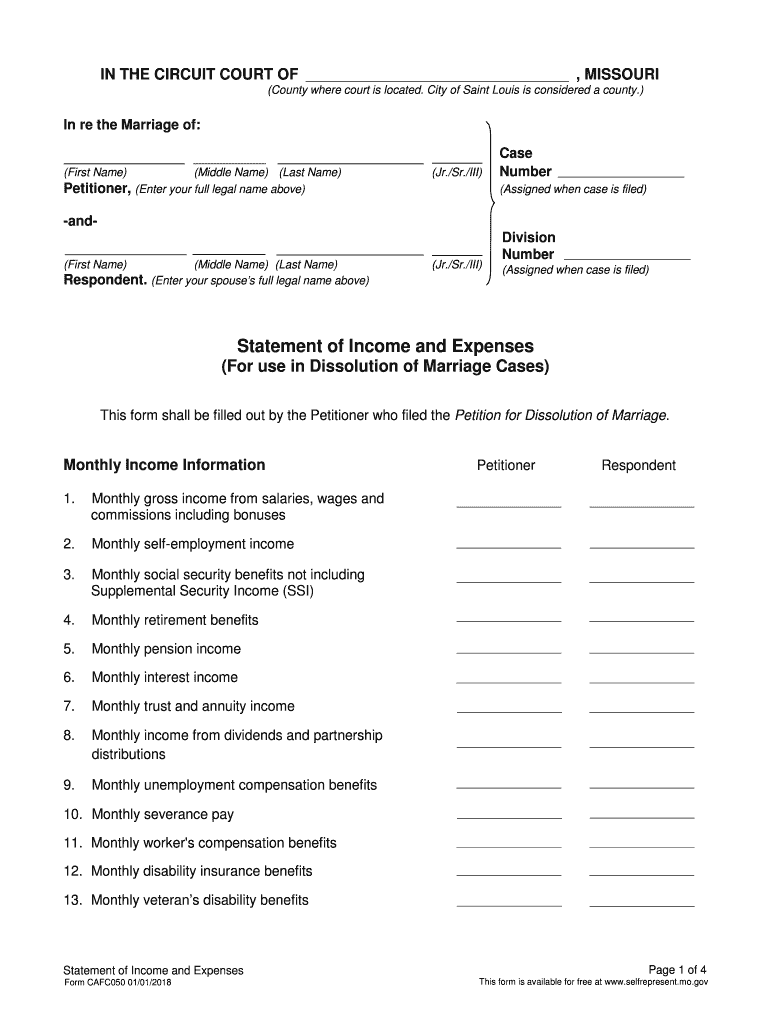 Form MO CAFC050 Fill Online, Printable, Fillable, Blank