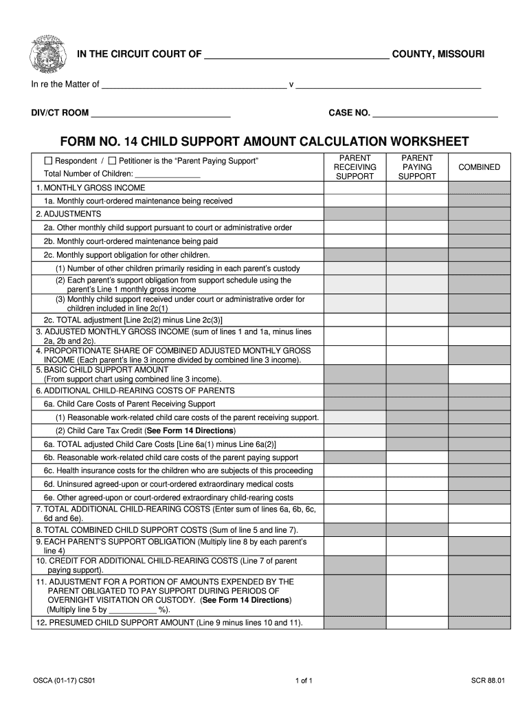 FORM 14 CALCULATION