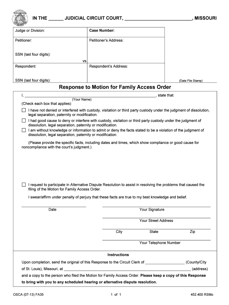 Lien Request Missouri Courts  Form