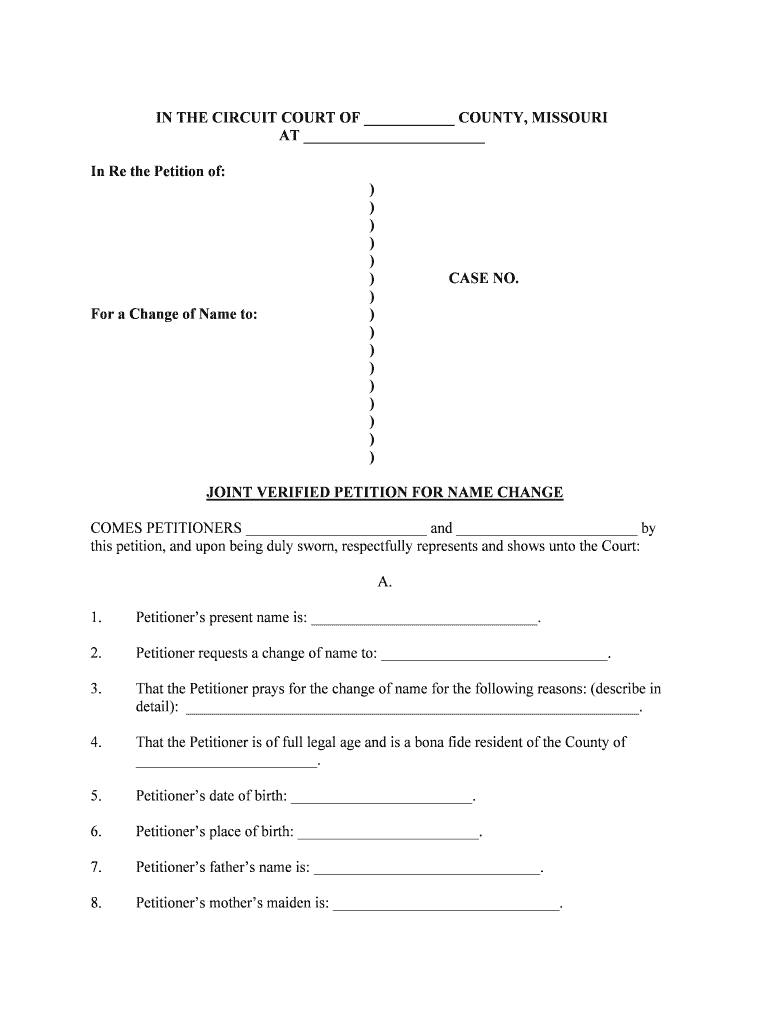 Missouri Name Change Forms How to Change Your