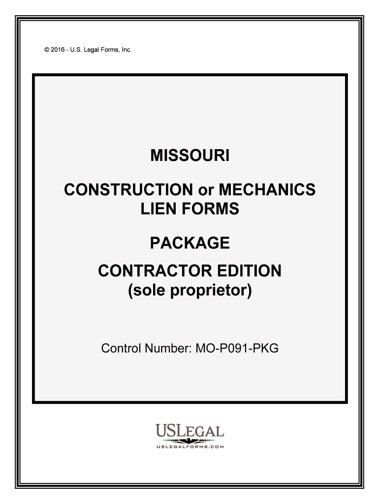 Missouri Mechanics Lien Form Downloadable Template