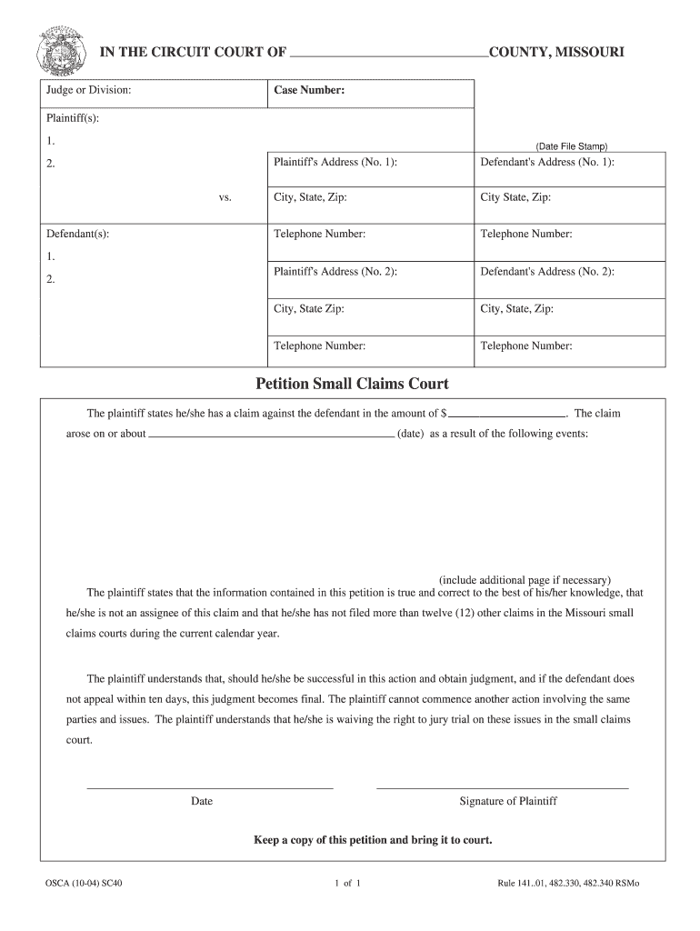 Circuit Court of Jackson County, Missouri Court Administrator's  Form