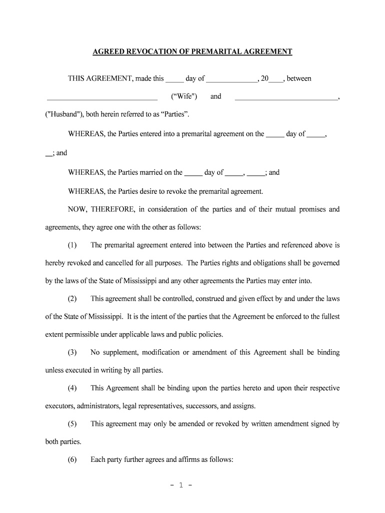 By the Laws of the State of Mississippi and Any Other Agreements the Parties May Enter into  Form