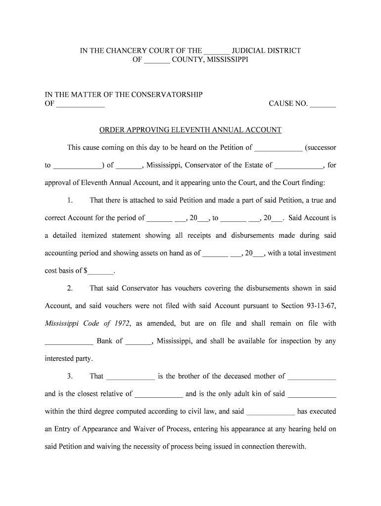 ORDER APPROVING ELEVENTH ANNUAL ACCOUNT  Form