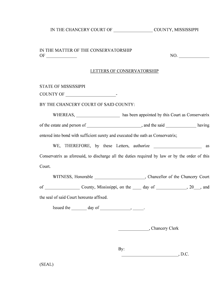 GAP Act Minor Letters of Guardianship Hinds County  Form