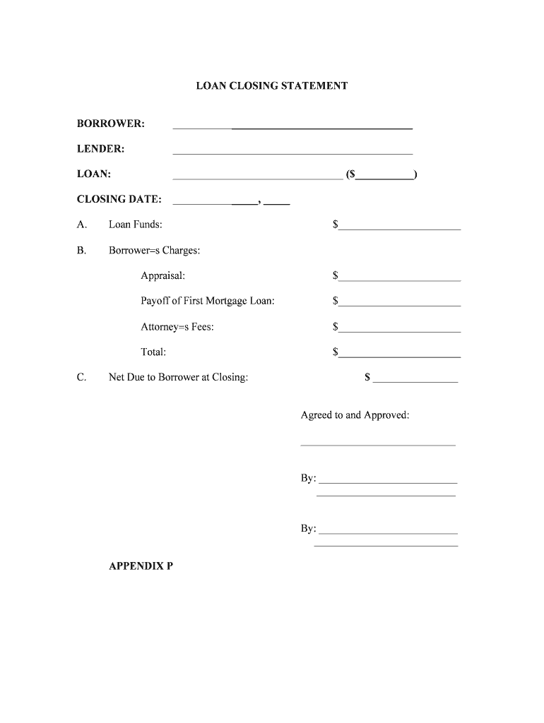 LOAN CLOSING STATEMENT  Form