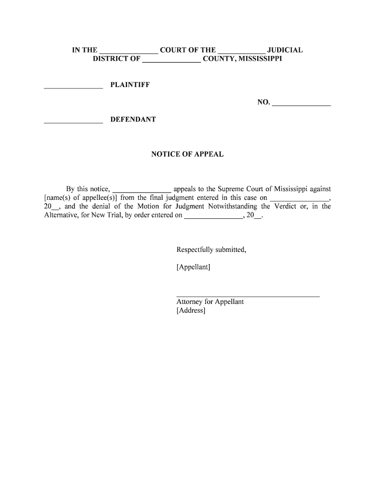 Mississippi Court of Appeals State of Mississippi Judiciary  Form