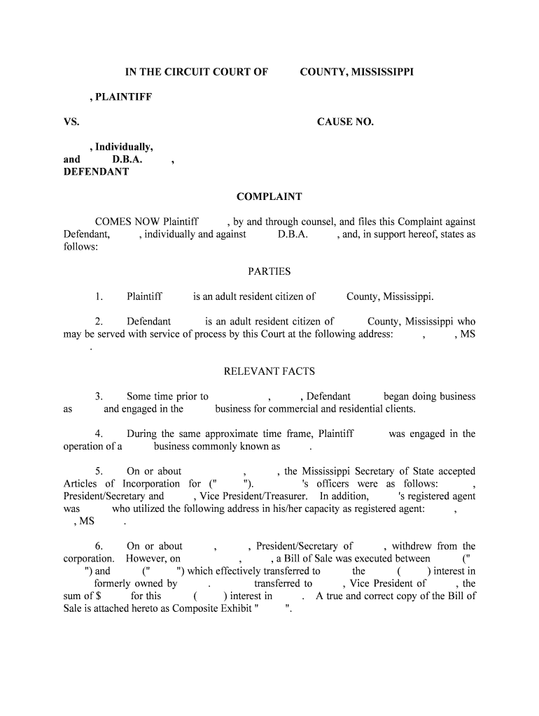 COMES NOW Plaintiff  Form