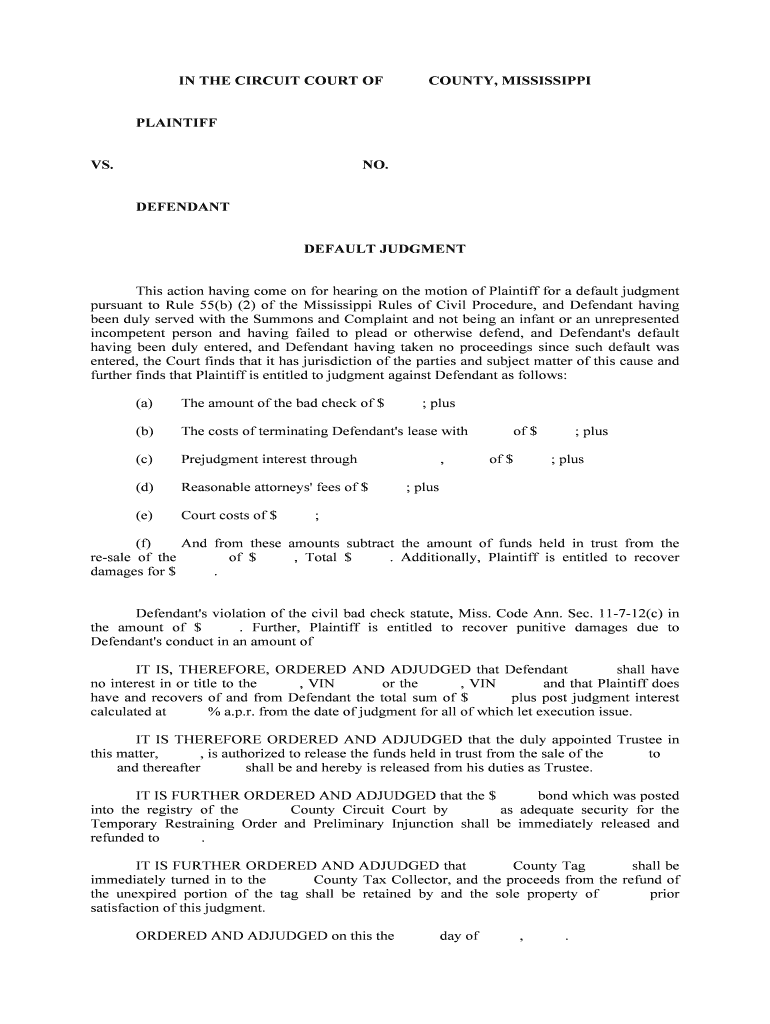 This Action Having Come on for Hearing on the Motion of Plaintiff for a Default Judgment  Form