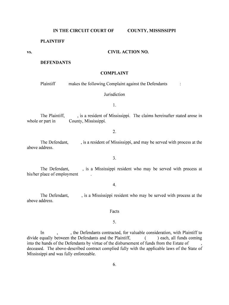 Complaint for a Civil Complaint United States Courts  Form