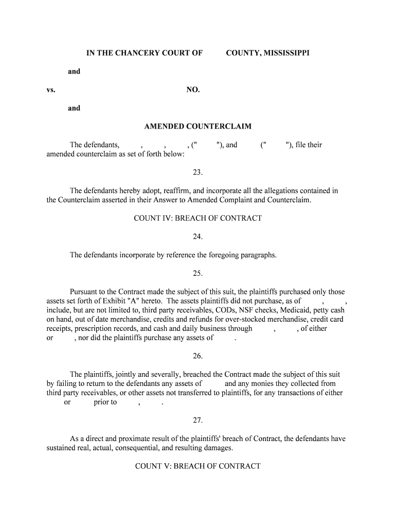 AMENDED COUNTERCLAIM  Form