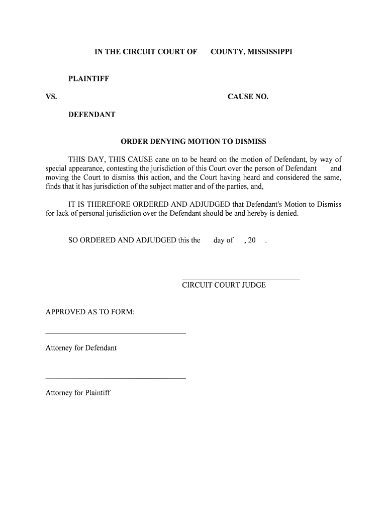 Motion to Dismiss Department of Justice  Form