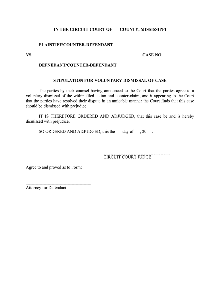 12 684 Dismissal of CaseWith and Without Order of Court  Form