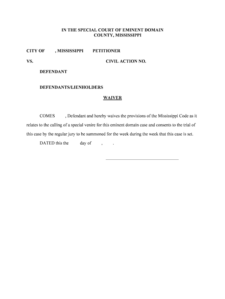 MISSISSIPPI EMINENT DOMAIN LAW and PROCEDURE by  Form