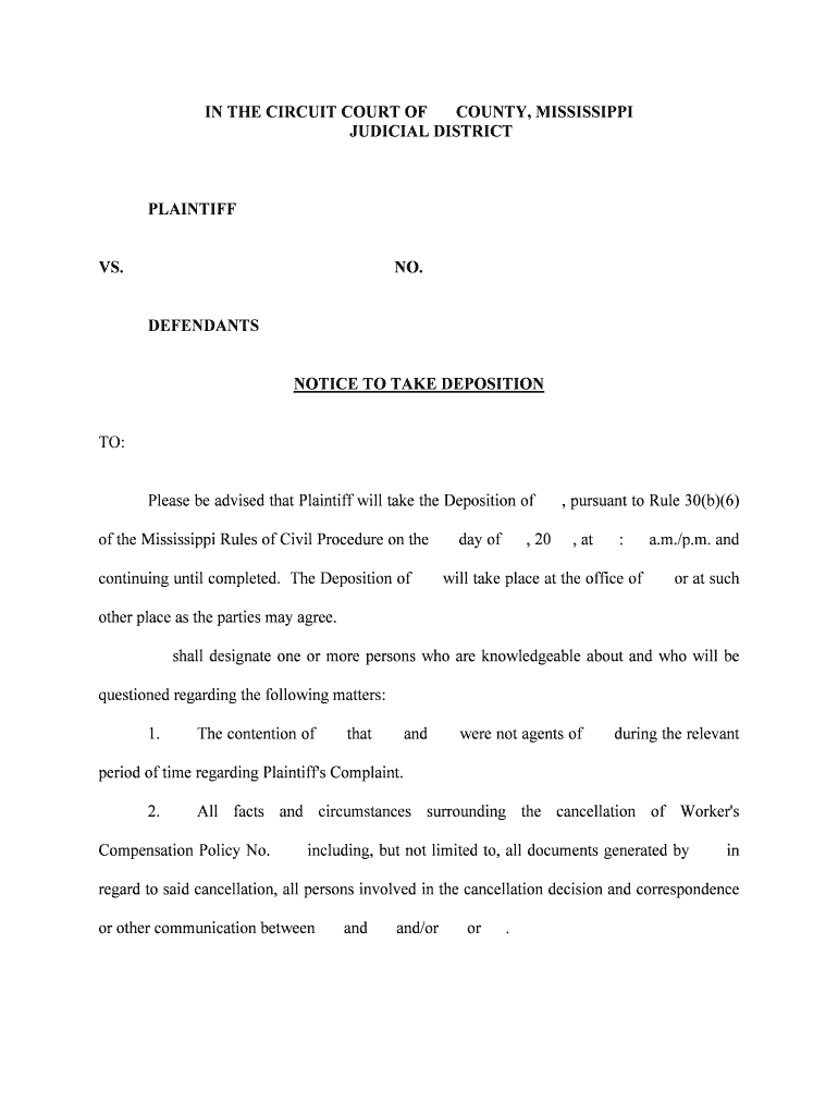 Mississippi Rule of Civil Procedure 30b Casetext  Form