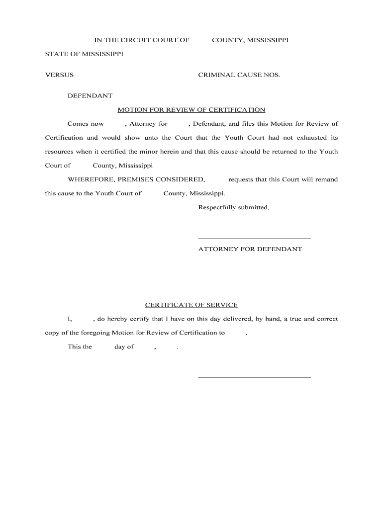 Waiver of Arraignment Form Circuit 15th of Mississippi