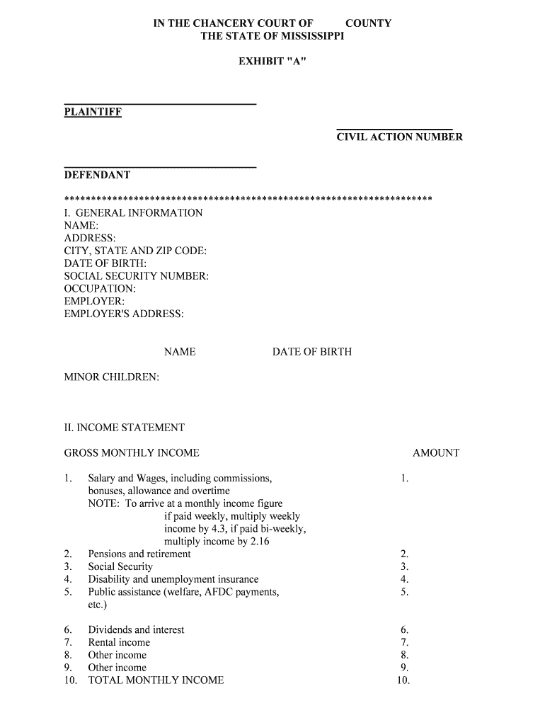 Rule 8 05 Financial Disclosure 10th District Chancery Court  Form