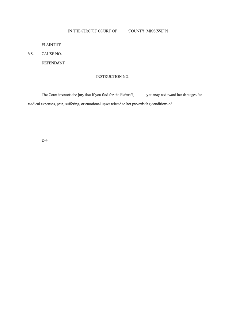 Mississippi Plain Language Model Jury Instructions Civil  Form