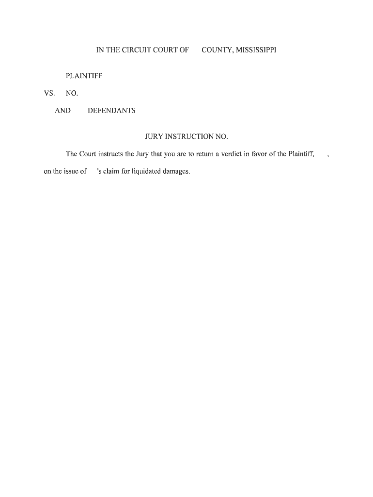 The Court Instructs the Jury that You Are to Return a Verdict in Favor of the Plaintiff,  Form