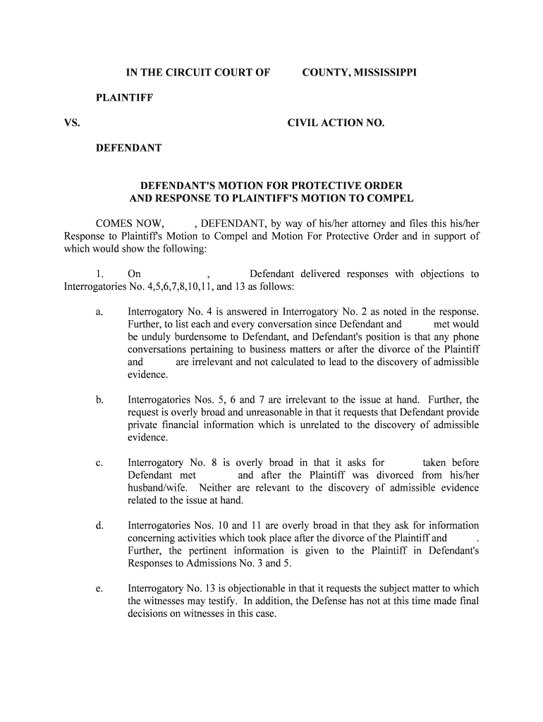 Plaintiffs' Motion to Enter Protective Order and Memorandum  Form