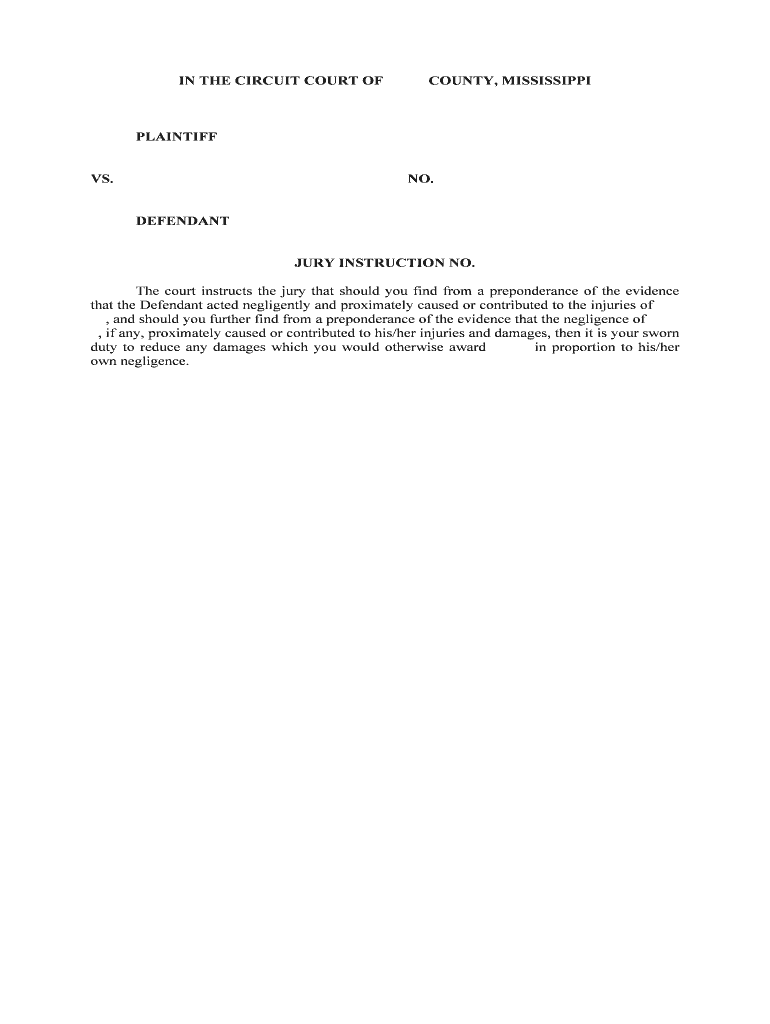 The Court Instructs the Jury that Should You Find from a Preponderance of the Evidence  Form