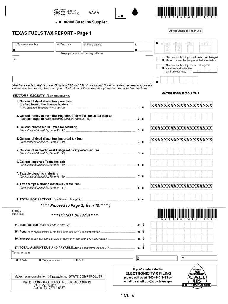 Texas 168  Form