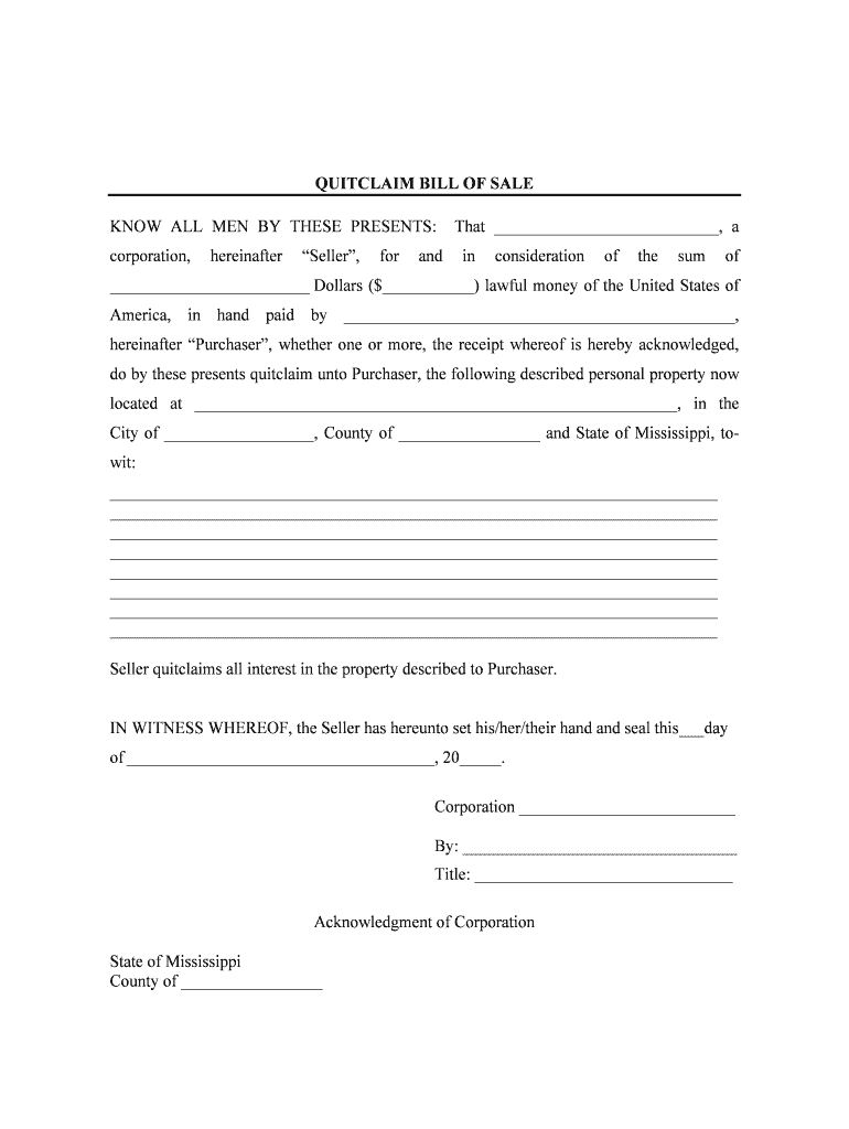 City of , County of and State of Mississippi, Towit  Form